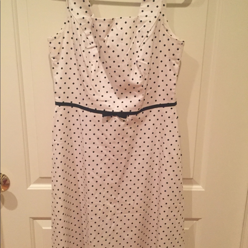 White / black polka dot dress